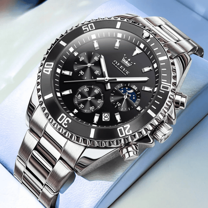 OLEVS Watches For Men Classic Dress Luxury Big Face Waterproof Luminous Wrist Stainless Steel Watch