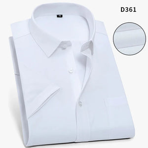   Summer Fashion Men's Shirt: Solid Twill Plain Style Short Sleeved for Business Casual Use Plus Size  Clothing   EUR Brandsonce   Bamboople Brandsonce Brandsonce