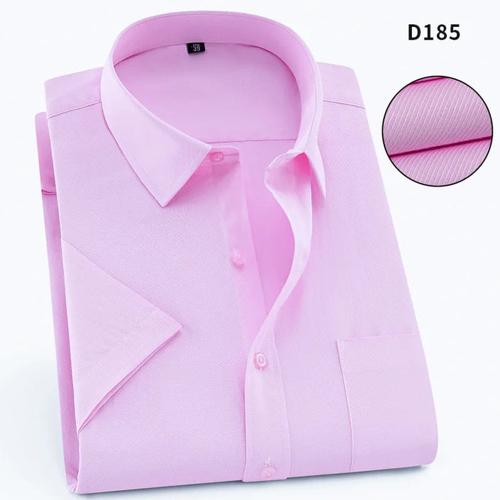   Summer Fashion Men's Shirt: Solid Twill Plain Style Short Sleeved for Business Casual Use Plus Size  Clothing   EUR Brandsonce   Bamboople Brandsonce Brandsonce