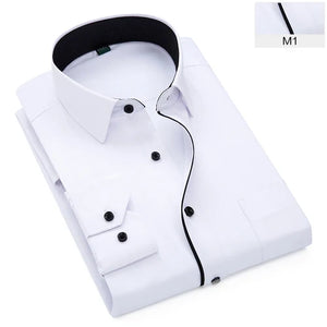   Black and White Patchwork Long Sleeve Shirt Men's Business Office Cotton Shirt Sky Blue Slim Fit Camisa  Clothing   EUR Brandsonce   Qj cinga Brandsonce Brandsonce