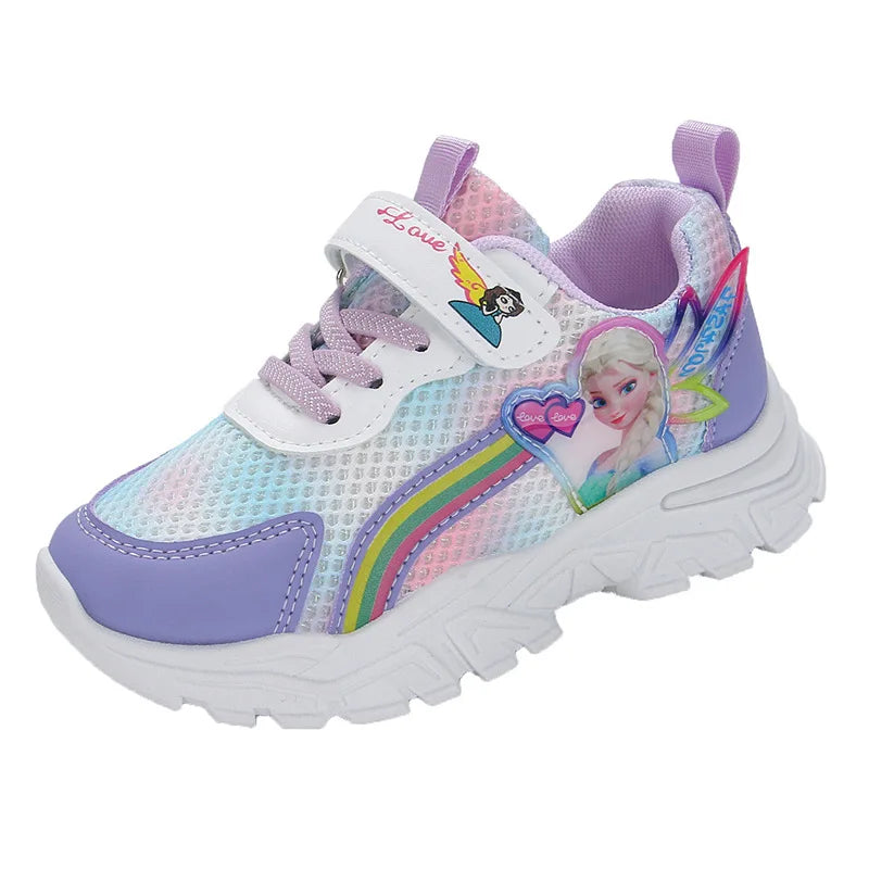   Disney Summer Casual Sneakers LED Light For Girls Frozen Elsa Princess Non-slip Outdoor Children Non-slip Pink Purple Shoes  Shoes   EUR Brandsonce   MINISO Brandsonce Brandsonce