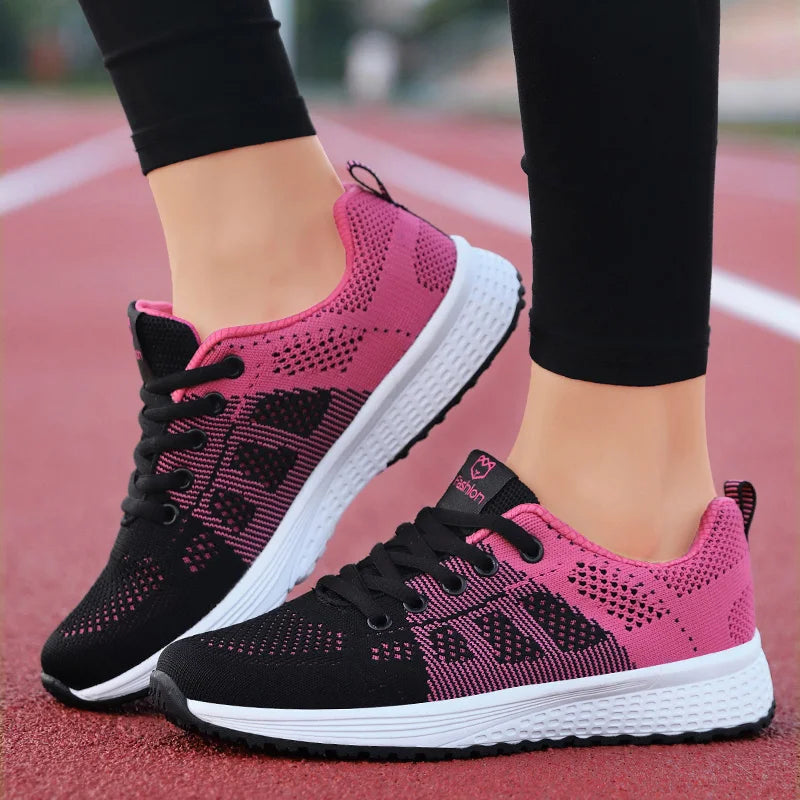   Breathable Mesh Lace Up Flat Women Sneakers Casual Eye Catching Tenis Shoes for Walking  Shoes   EUR Brandsonce   WIENJEE Brandsonce Brandsonce