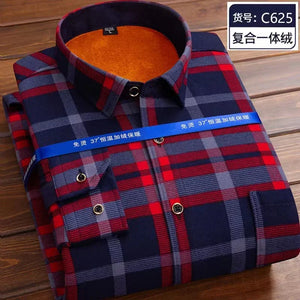   New 2024 Men's Long Sleeve Warm Plaid Shirt Autumn Winter Thick Fleece Casual Oversized  Clothing   EUR Brandsonce   Btsukimi Brandsonce Brandsonce