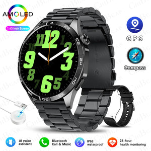   Android IOS WATCH 4 Smart Watch for Men GPS Tracker with 1.43 Inch AMOLED HD Screen Bluetooth Call Always Display  Watches   EUR Brandsonce   ChiBear Brandsonce Brandsonce
