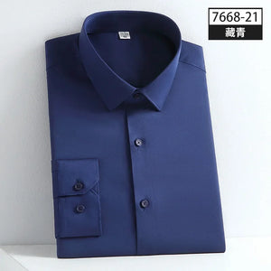   Fashion Long Sleeve Shirts For Men Luxurious Elastic Force Non-iron Solid Color Business Smart  Clothing   EUR Brandsonce   NoEnName_Null Brandsonce Brandsonce