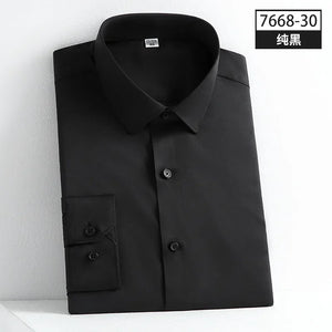   Fashion Long Sleeve Shirts For Men Luxurious Elastic Force Non-iron Solid Color Business Smart  Clothing   EUR Brandsonce   NoEnName_Null Brandsonce Brandsonce