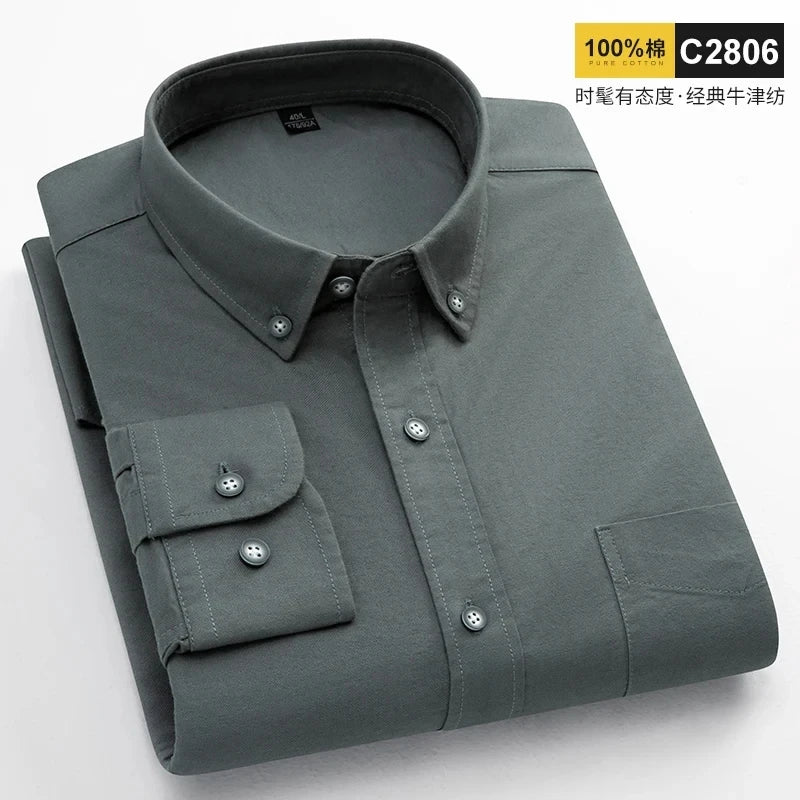   New 100 Cotton Long Sleeve Shirt for Men Oxford Solid Color Striped Shirt Men Long Sleeve Slim Fit  Clothing   EUR Brandsonce   NoEnName_Null Brandsonce Brandsonce