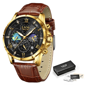   LIGE Men's Luxury Sport Watch Waterproof Date Luminous Chronograph Wristwatch with Leather Clock Band  Watches   EUR Brandsonce   Lige Brandsonce Brandsonce