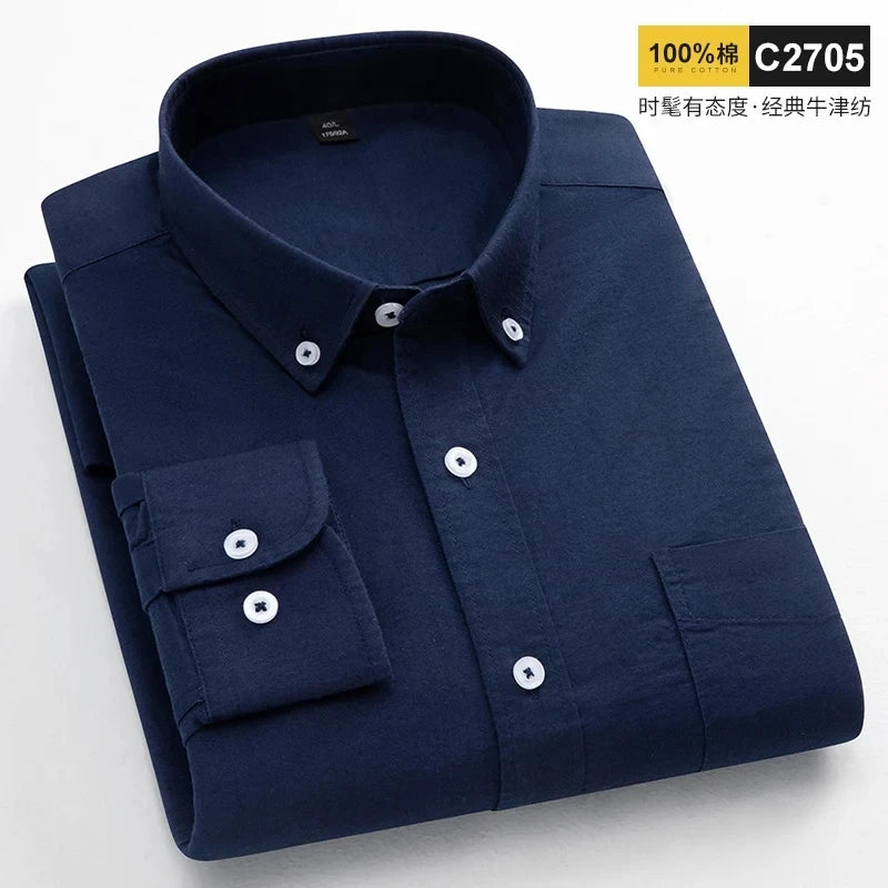   New 100 Cotton Long Sleeve Shirt for Men Oxford Solid Color Striped Shirt Men Long Sleeve Slim Fit  Clothing   EUR Brandsonce   NoEnName_Null Brandsonce Brandsonce