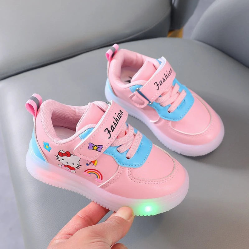   Spring Autumn Baby Girls Hello Kitty Led Light Shoes Children's Sneakers Toddler Anti-slip Walking Shoes Girls Outdoor Shoes  Shoes   EUR Brandsonce   MINISO Brandsonce Brandsonce