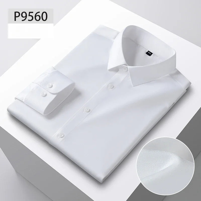   New  free office clothes hight quality silk solid color long-sleeve shirts for men slim fit formal shirt soft wrinkle  Clothing   EUR Brandsonce   qi xiu cai Brandsonce Brandsonce