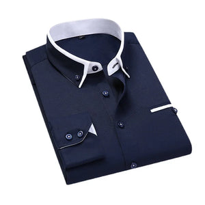   Men's Summer Casual Cotton Long-Sleeved Shirts Slim Fit Business Dress Shirt Tops in Eye Catching Brand Clothing  Clothing   EUR Brandsonce   pdmcms Brandsonce Brandsonce