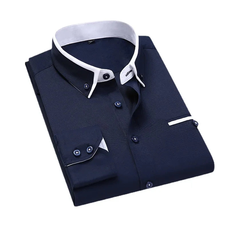   Men's Summer Casual Cotton Long-Sleeved Shirts Slim Fit Business Dress Shirt Tops in Eye Catching Brand Clothing  Clothing   EUR Brandsonce   pdmcms Brandsonce Brandsonce