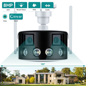   4K 8MP Dual Lens Panoramic WIFI Camera 180° Wide Viewing Angle AI Human Detection 4MP ICSEE Surveillance IP Camera  Cameras   EUR Brandsonce   HAMROLTE Brandsonce