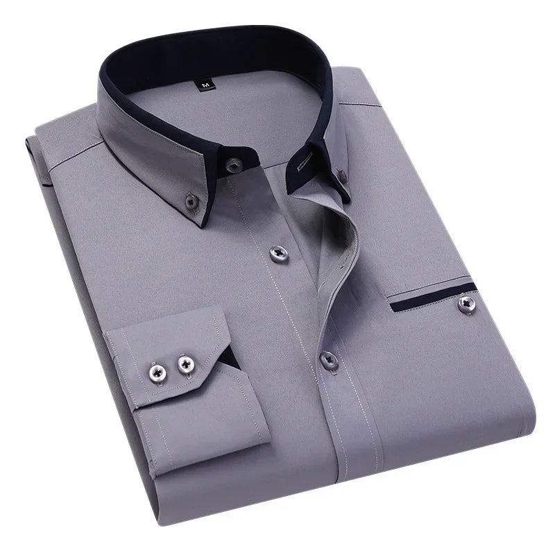   Men's Summer Casual Cotton Long-Sleeved Shirts Slim Fit Business Dress Shirt Tops in Eye Catching Brand Clothing  Clothing   EUR Brandsonce   pdmcms Brandsonce Brandsonce