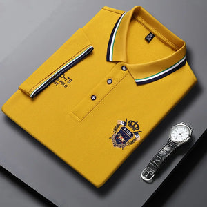   Summer Korean Fashion Men's Polo Shirt Luxury Embroidered Cotton Lapel Collar Short Sleeves Tops  Clothing   EUR Brandsonce   FashionLeoKing Brandsonce Brandsonce