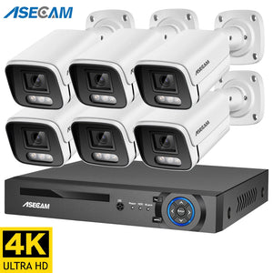   New 4K Security Camera System 8MP Audio Mic CCTV POE NVR AI Color Night Home Video Surveillance Camera Outdoor Set  Cameras   EUR Brandsonce   ASECAM Brandsonce Brandsonce