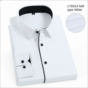   Men's White Long Sleeve Button-down Shirt Slim Fit Office Business Casual Korean Fashion Tops for All Seasons  Clothing   EUR Brandsonce   fipyjip Brandsonce Brandsonce