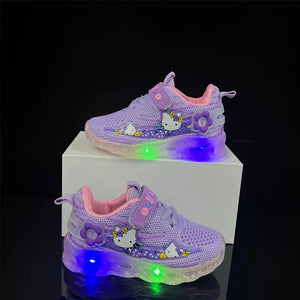   Children's Spring New Casual Sneakers with LED Light Cartoon Princess Mesh Upper Breathable Girl's Sports Shoes  Shoes   EUR Brandsonce   MINISO Brandsonce