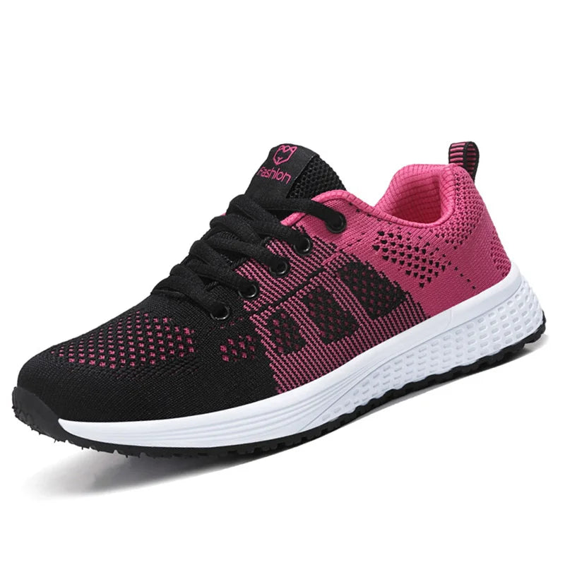   Breathable Mesh Lace Up Flat Women Sneakers Casual Eye Catching Tenis Shoes for Walking  Shoes   EUR Brandsonce   WIENJEE Brandsonce Brandsonce