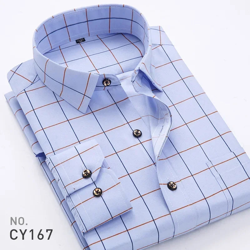   New 2024 Business Shirts Plaid Shirts Long Sleeve Spring Autumn Thin Male Casual Shirt  Clothing   EUR Brandsonce   Btsukimi Brandsonce Brandsonce