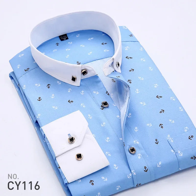   Slim Fit Plaid Men's Shirt Casual Quality Slim Fit Business Party Dress Shirt with Long Sleeves for Spring  Clothing   EUR Brandsonce   ZIYANG KASA Brandsonce Brandsonce