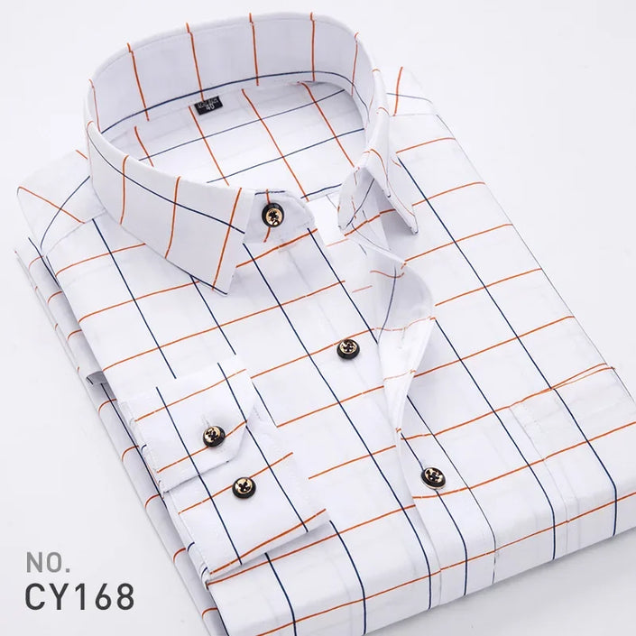   Slim Fit Plaid Men's Shirt Casual Quality Slim Fit Business Party Dress Shirt with Long Sleeves for Spring  Clothing   EUR Brandsonce   ZIYANG KASA Brandsonce Brandsonce