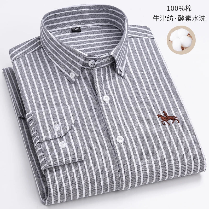   New 100% Pure Cotton Men Long Sleeve Shirt for Oxford Shirt Male Pocket Regular-Fit S-6XL  Clothing   EUR Brandsonce   NoEnName_Null Brandsonce Brandsonce