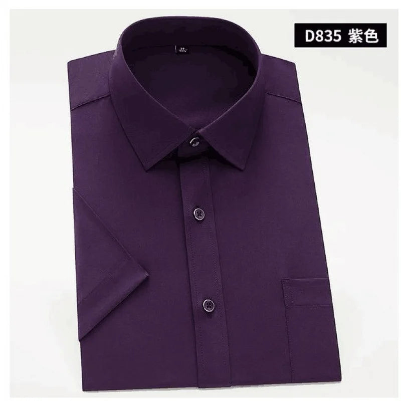   New Hot Short Sleeve Solid Color Men's Shirt Fashionable Business Casual No-Iron Professional  Casual Shirts   EUR Brandsonce   NoEnName_Null Brandsonce Brandsonce