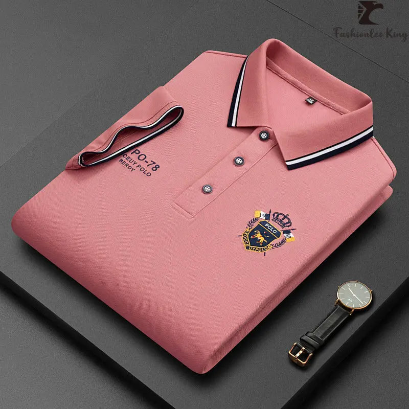   Summer Korean Fashion Men's Polo Shirt Luxury Embroidered Cotton Lapel Collar Short Sleeves Tops  Clothing   EUR Brandsonce   FashionLeoKing Brandsonce Brandsonce