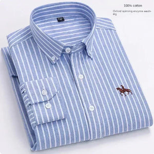   100% Pure Cotton Men's Long Sleeve Oxford Spinning Shirt Business Leisure Embroidery Pocket Slim  Clothing   EUR Brandsonce   NoEnName_Null Brandsonce Brandsonce