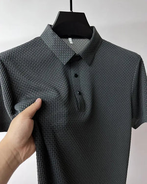   Mesh Comfy Men's Stretch Solid Short Sleeve Lapel Golf Shirt, Summer Outdoor Gift For Men  Clothing   EUR Brandsonce   NoEnName_Null Brandsonce Brandsonce