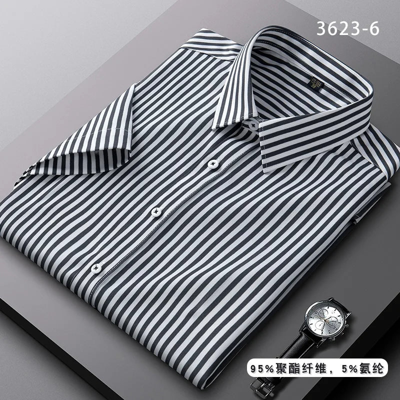   New Hot Short Sleeve Solid Color Men's Shirt Fashionable Business Casual No-Iron Professional  Casual Shirts   EUR Brandsonce   NoEnName_Null Brandsonce Brandsonce