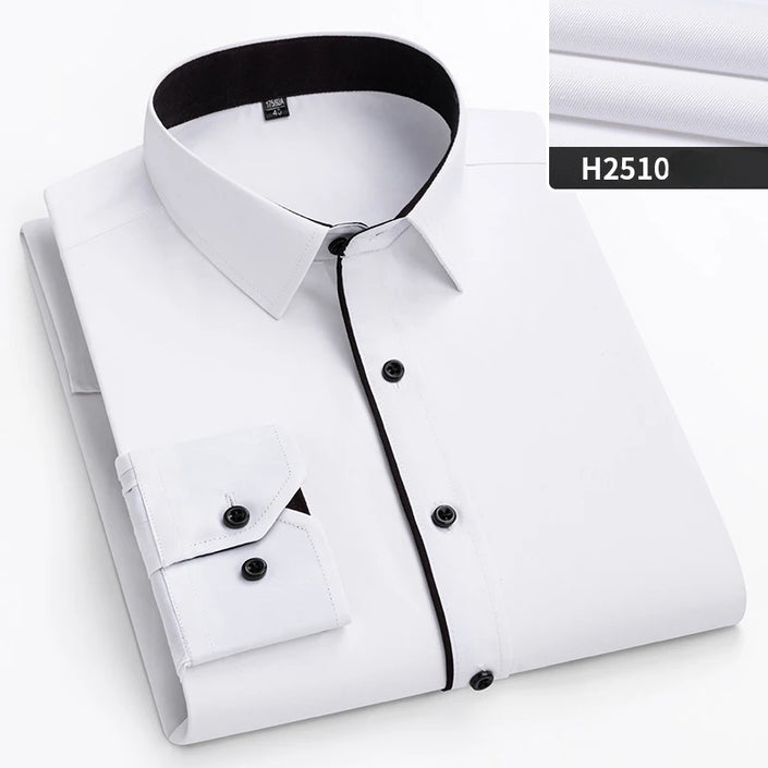   Double Color Slim Fit Men's Shirt Full Sleeve Business Casual Office Apparel Solid Top for Plus Size Men  Clothing   EUR Brandsonce   qi xiu cai Brandsonce Brandsonce