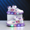   Disney LED Casual Sneakers for Spring Girls Frozen Elsa Princess Print PU Leather Shoes Children Lighted Non-slip in Pink Purple  Shoes   EUR Brandsonce   MINISO Brandsonce Brandsonce