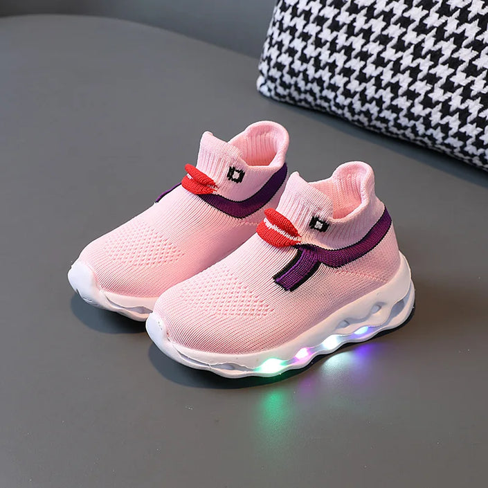   Knitted LED Casual Sneakers for Kids Boys Girls Breathable Mesh Slip on Sports Shoes with Glow Features for Autumn  Shoes   EUR Brandsonce   NoEnName_Null Brandsonce Brandsonce
