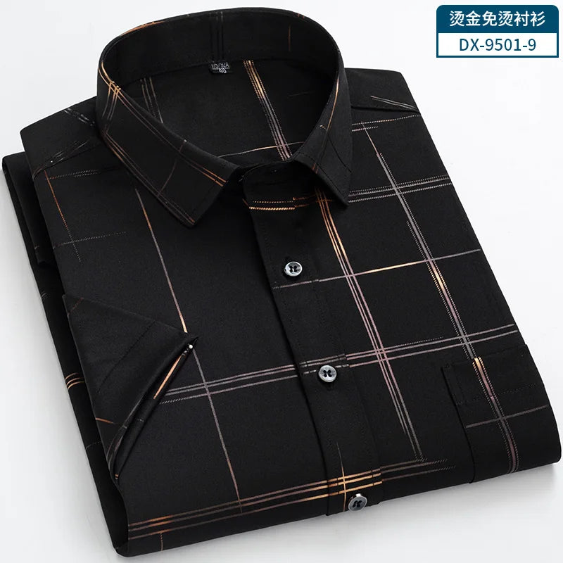   New Hot Short Sleeve Solid Color Men's Shirt Fashionable Business Casual No-Iron Professional  Casual Shirts   EUR Brandsonce   NoEnName_Null Brandsonce Brandsonce