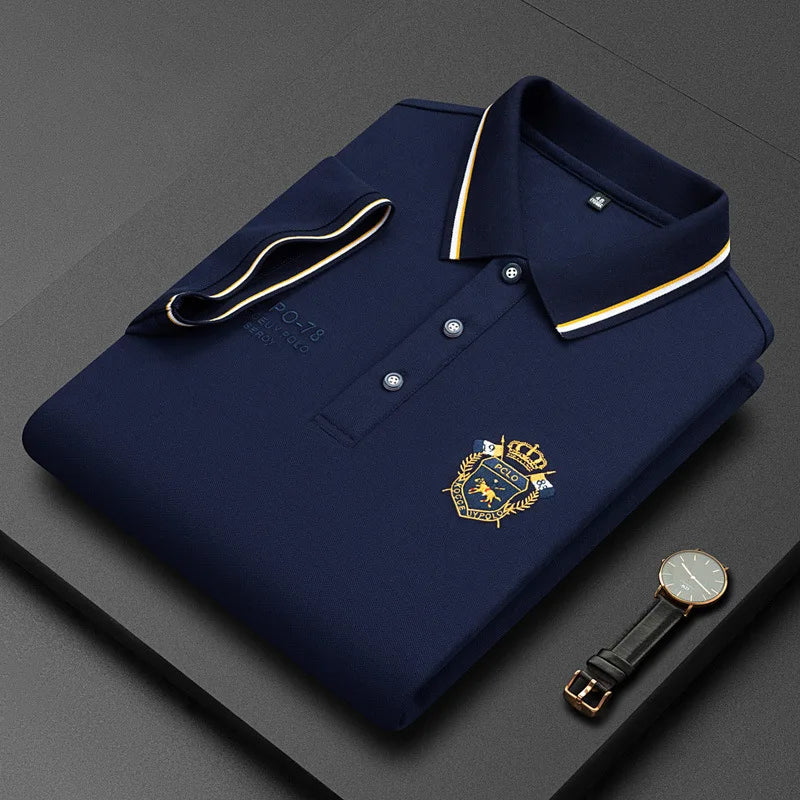   Summer Korean Fashion Men's Polo Shirt Luxury Embroidered Cotton Lapel Collar Short Sleeves Tops  Clothing   EUR Brandsonce   FashionLeoKing Brandsonce Brandsonce