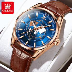   Luxury OLEVS Quartz Men's Watch with Leather Strap Waterproof Calendar Sport Timepiece by Top Brand  Watches   EUR Brandsonce   OLEVS Brandsonce