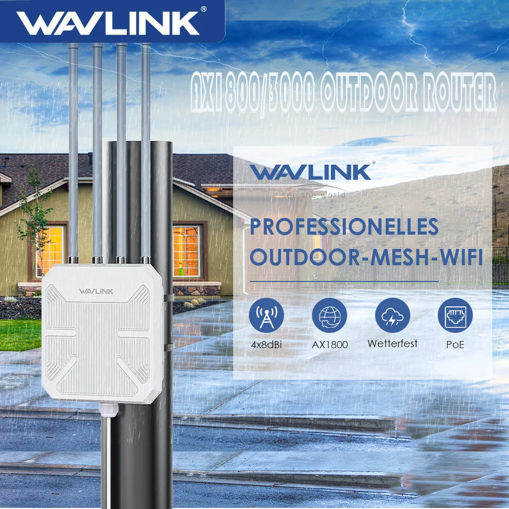   WiFi6 Indoor/Outdoor WAVLINK Dual Band 2.4G+5G AX1800/AX3000 Long Range IP67 WiFi  Wireless Routers   EUR Brandsonce   WAVLINK Brandsonce Brandsonce