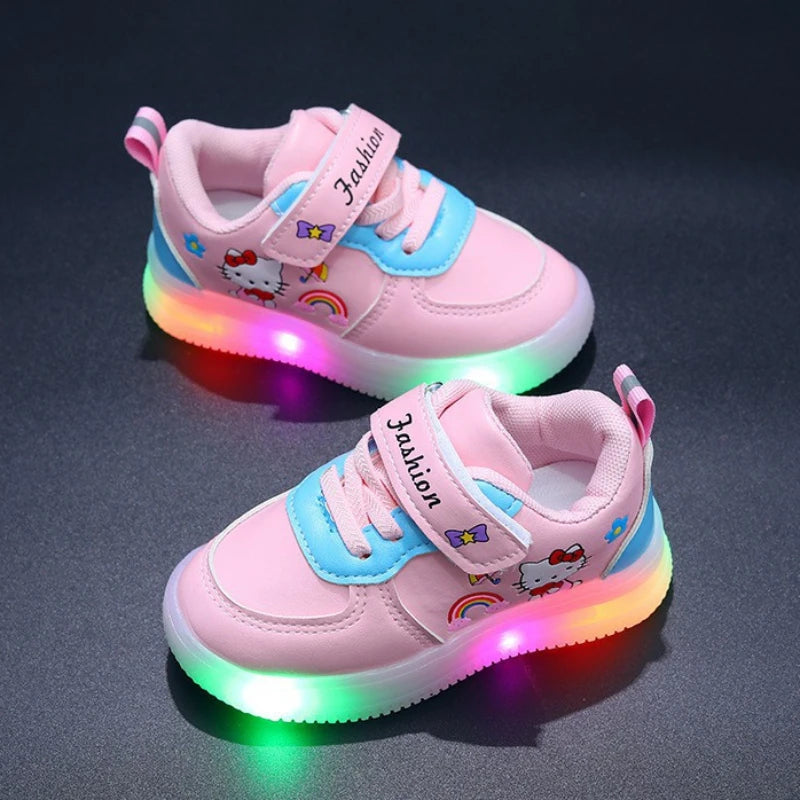   Spring Autumn Baby Girls Hello Kitty Led Light Shoes Children's Sneakers Toddler Anti-slip Walking Shoes Girls Outdoor Shoes  Shoes   EUR Brandsonce   MINISO Brandsonce Brandsonce