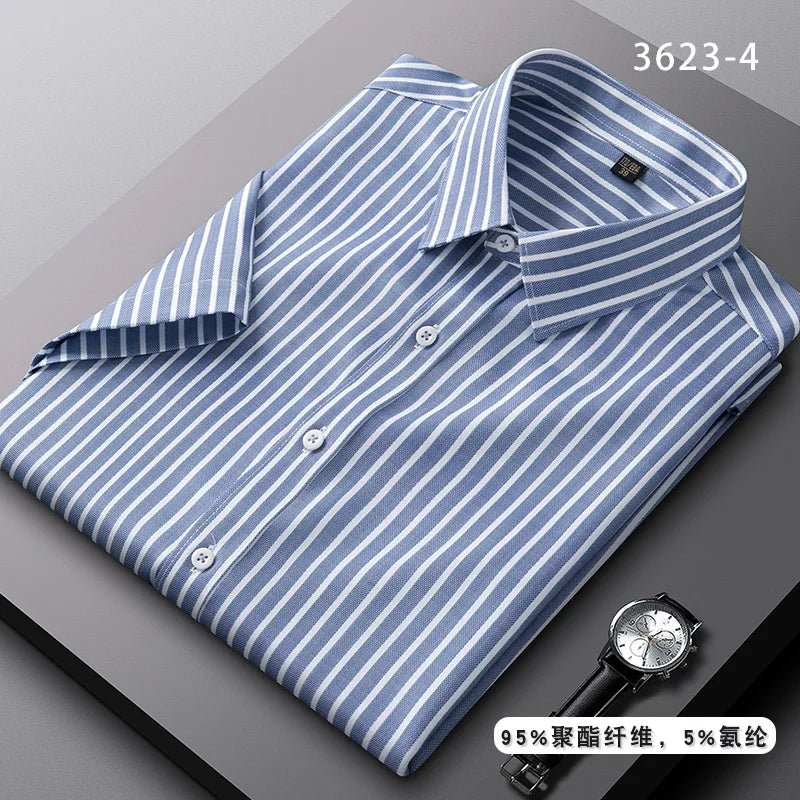   New Hot Short Sleeve Solid Color Men's Shirt Fashionable Business Casual No-Iron Professional  Casual Shirts   EUR Brandsonce   NoEnName_Null Brandsonce Brandsonce