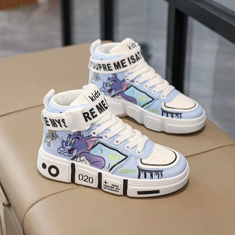   Cute Cartoon Flat Everything High Top Board Shoes for Kids Short Stylish School Casual Skate Shoes for Boys and Girls  Shoes   EUR Brandsonce   XIAOXIANGYING Brandsonce Brandsonce