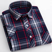   Casual Men's Plaid Shirt Short Sleeve 100% Cotton Soft Comfortable Cardigan Dress for Young Style  Clothing   EUR Brandsonce   PAULFITZGERALD Brandsonce Brandsonce