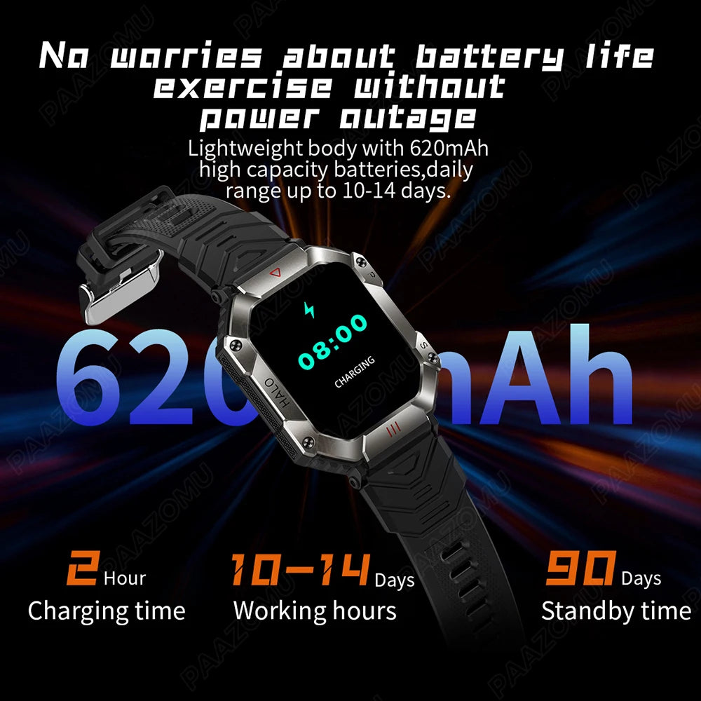   Outdoor Military Smart Watch Men Bluetooth Call Sport Fitness GPS Tracker Compass Heart Rate IP67 Waterproof 620mAh  Watches   EUR Brandsonce   paazomu Brandsonce Brandsonce
