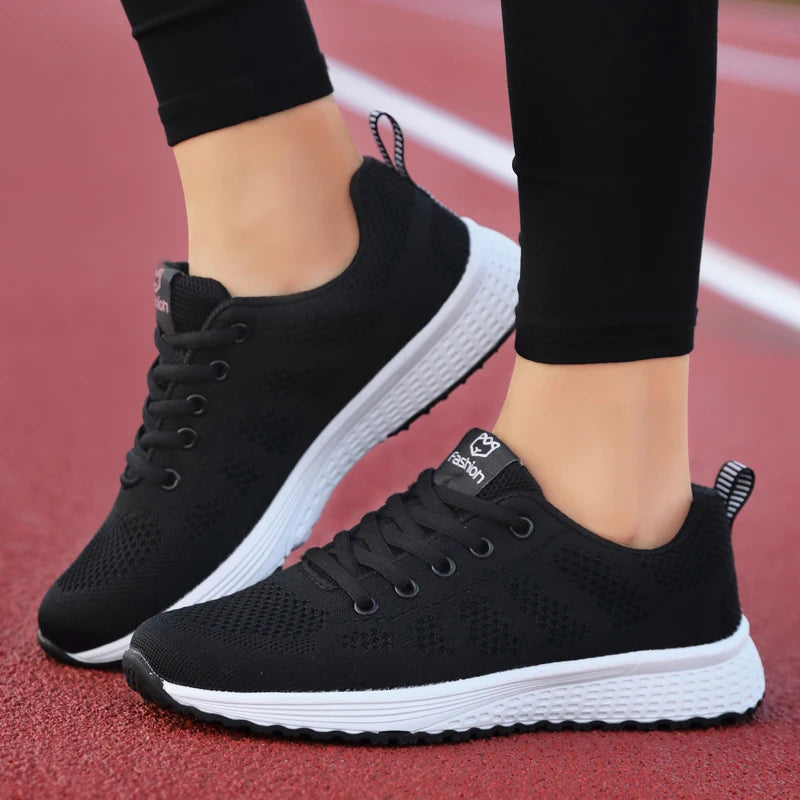   Breathable Mesh Lace Up Flat Women Sneakers Casual Eye Catching Tenis Shoes for Walking  Shoes   EUR Brandsonce   WIENJEE Brandsonce Brandsonce