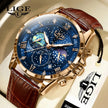   LIGE Men's Luxury Sport Watch Waterproof Date Luminous Chronograph Wristwatch with Leather Clock Band  Watches   EUR Brandsonce   Lige Brandsonce Brandsonce