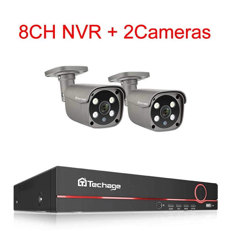   Techage 8CH 5MP HD POE CCTV Security Camera System Home Video Surveillance NVR Kit Face Detection Outdoor IP Camera Set Xmeye  Cameras   EUR Brandsonce   Techage Brandsonce Brandsonce