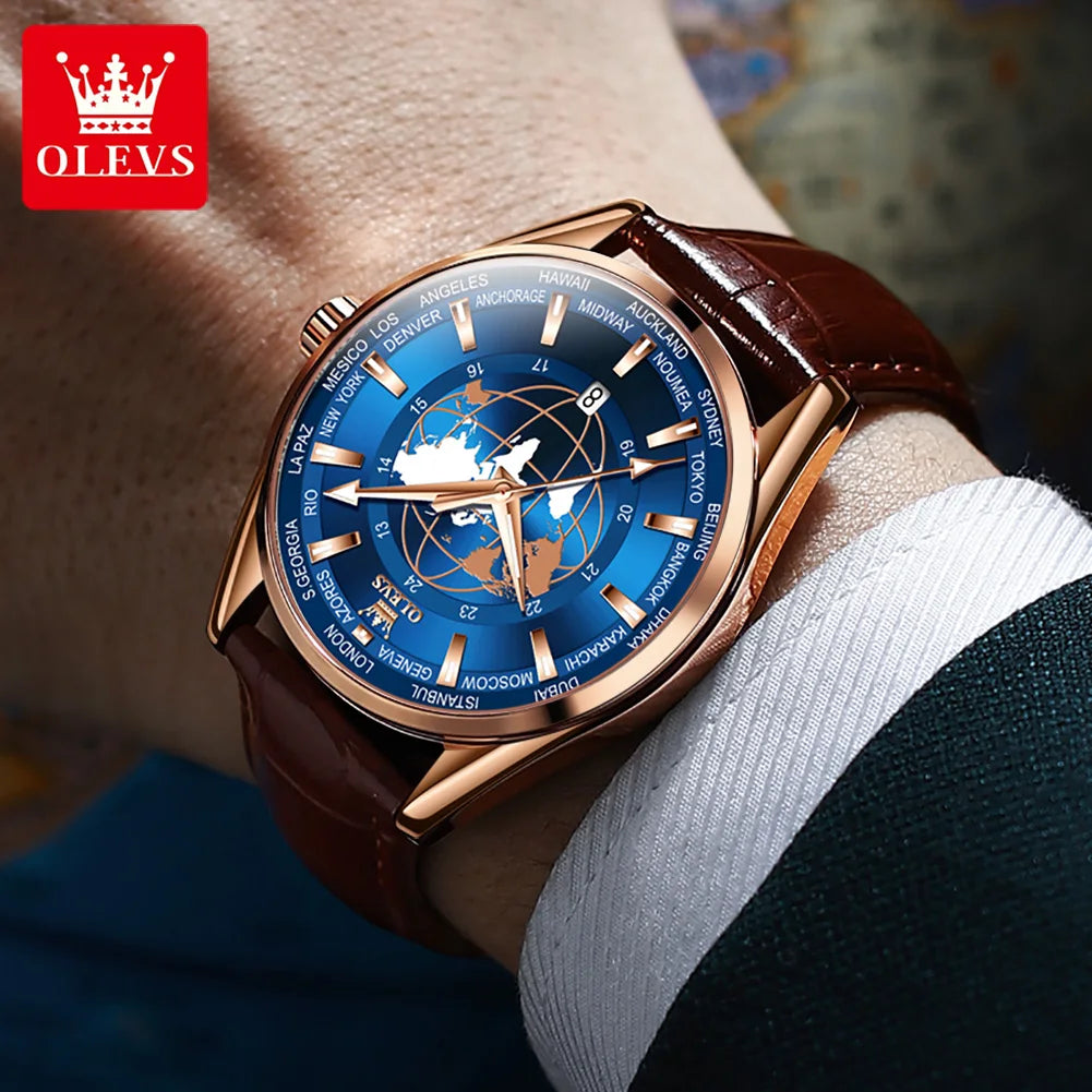   Luxury OLEVS Quartz Men's Watch with Leather Strap Waterproof Calendar Sport Timepiece by Top Brand  Watches   EUR Brandsonce   OLEVS Brandsonce Brandsonce