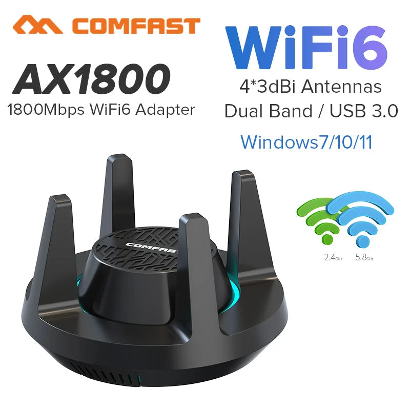   Powerful CF-959AX WiFi 6 USB Adapter 2.4G & 5G AX1800 High Speed Wireless Dongle Network Card WiFi6 Adapter USB3.0 For Win10/11  Electonics   EUR Brandsonce   Comfast Brandsonce Brandsonce